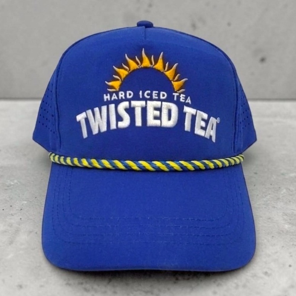 Twisted Tea Hard Iced Tea Blue Rope Hat Snapback Perforated Golf Trucker Cap Hat